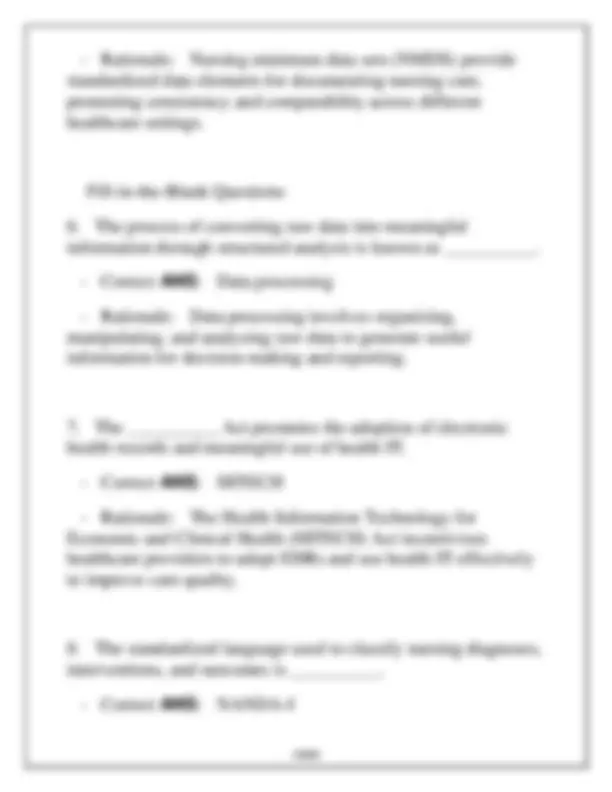 Nursing Informatics Final Exam Review: Questions and Answers | Exams ...