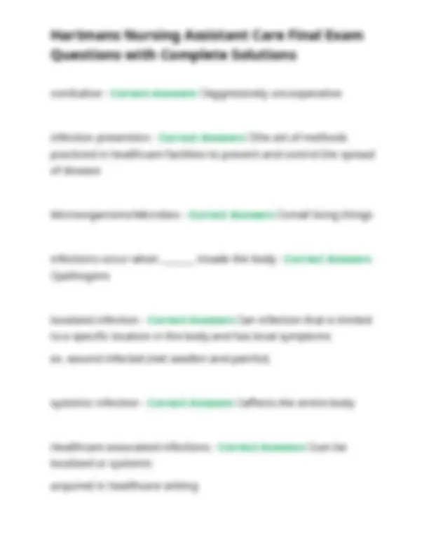 Hartmans Nursing Assistant Care Final Exam Questions and Answers ...