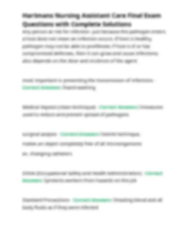 Hartmans Nursing Assistant Care Final Exam Questions and Answers ...