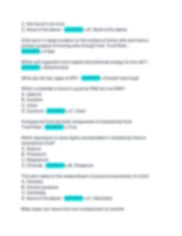 Anatomy & Physiology Test Bank: Multiple Choice Questions with Answers ...