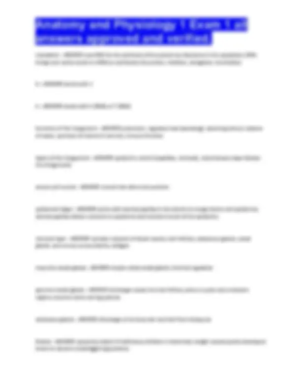 Anatomy and Physiology 1 Exam 1: Comprehensive Study Guide with Answers ...