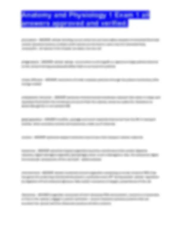 Anatomy and Physiology 1 Exam 1: Comprehensive Study Guide with Answers ...