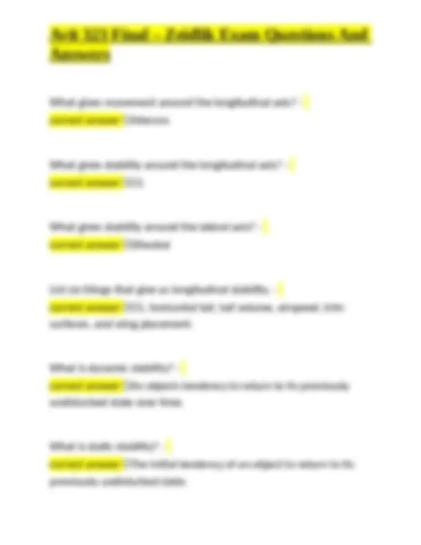 Avit 323 Final Exam Questions and Answers: Turning Tendencies, Stall ...