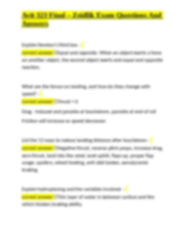 Avit 323 Final Exam Questions and Answers: Turning Tendencies, Stall ...