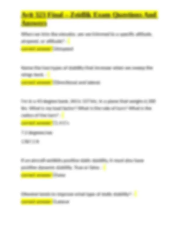 Avit 323 Final Exam Questions and Answers: Turning Tendencies, Stall ...