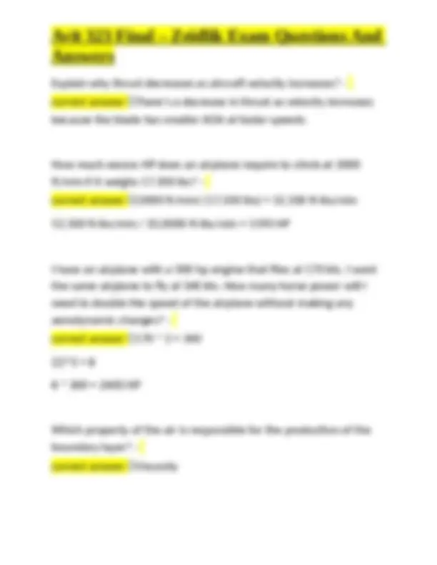 Avit 323 Final Exam Questions and Answers: Turning Tendencies, Stall ...