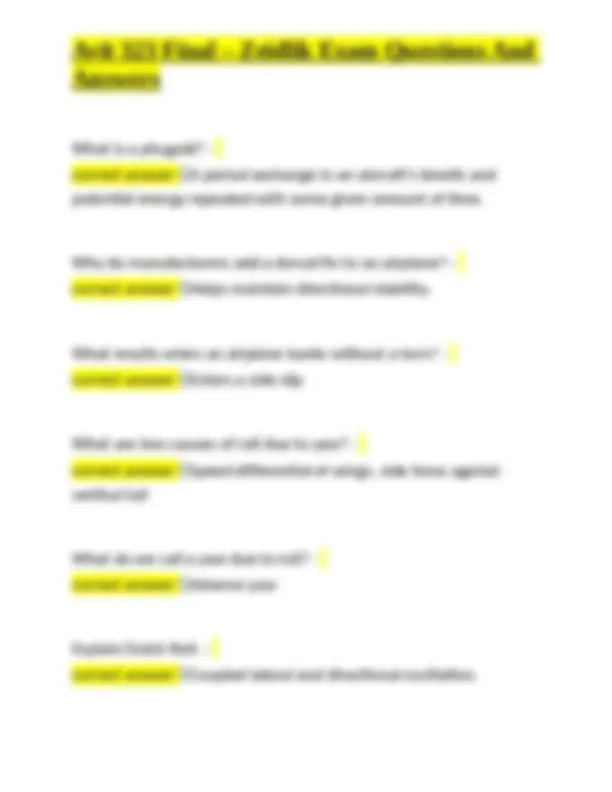 Avit 323 Final Exam Questions and Answers: Turning Tendencies, Stall ...