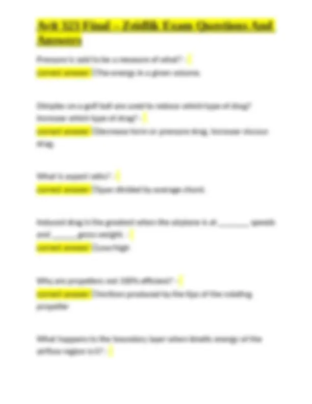 Avit 323 Final Exam Questions and Answers: Turning Tendencies, Stall ...