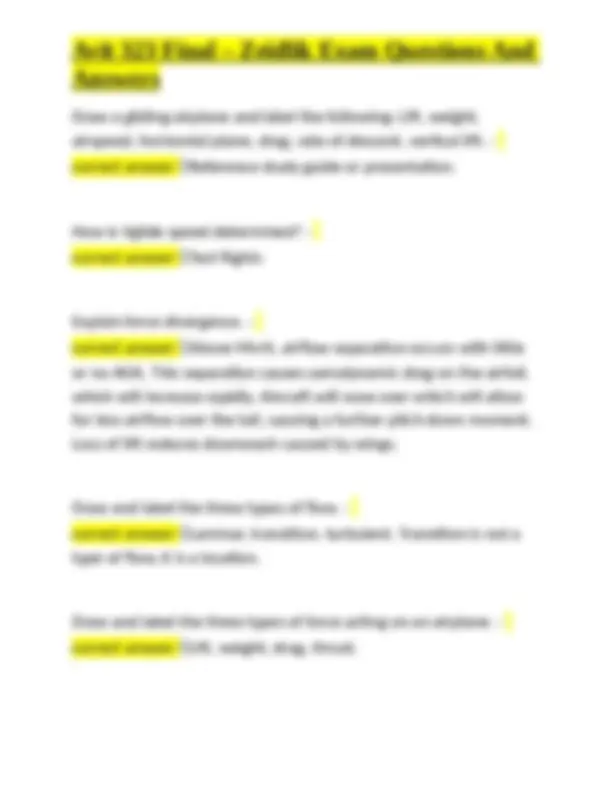 Avit 323 Final Exam Questions and Answers: Turning Tendencies, Stall ...