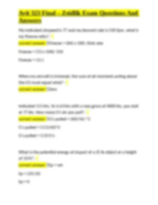 Avit 323 Final Exam Questions and Answers: Turning Tendencies, Stall ...