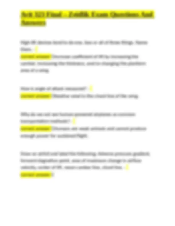Avit 323 Final Exam Questions and Answers: Turning Tendencies, Stall ...