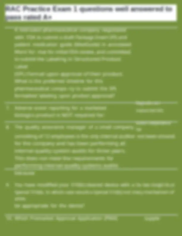 RAC Practice Exam 1: Questions and Answers for Regulatory Affairs ...