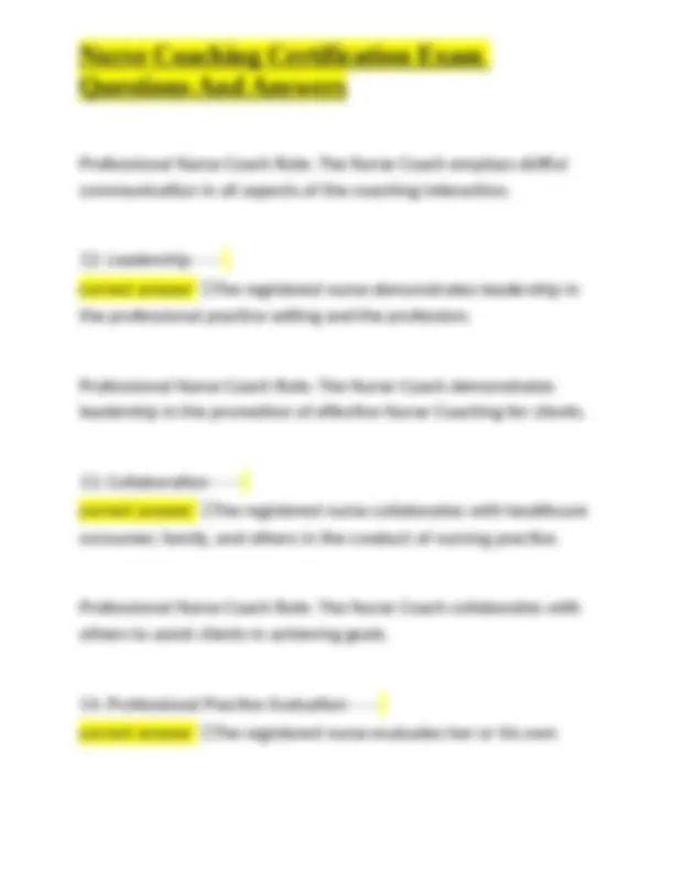 Nurse Coaching Certification Exam Questions and Answers: Core Values ...