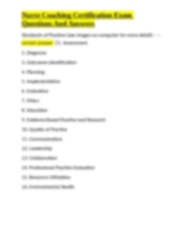 Nurse Coaching Certification Exam Questions and Answers: Core Values ...