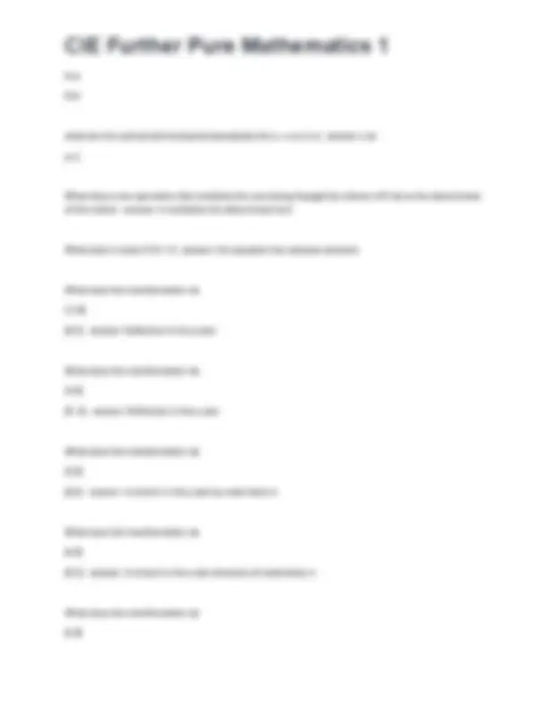 CIE Further Pure Mathematics 1 | Exams Mathematics | Docsity