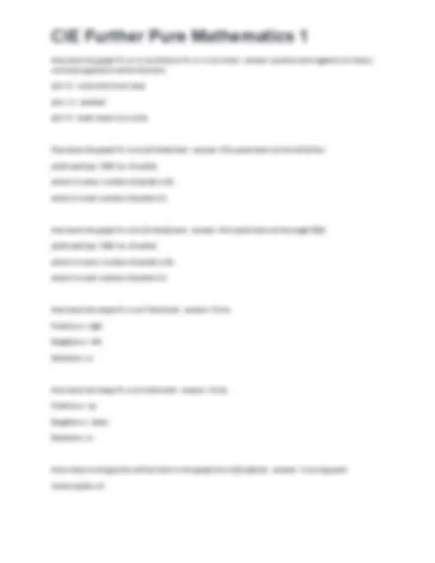 CIE Further Pure Mathematics 1 | Exams Mathematics | Docsity
