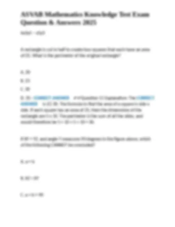 ASVAB Mathematics Knowledge Test Exam: Practice Questions and Answers ...