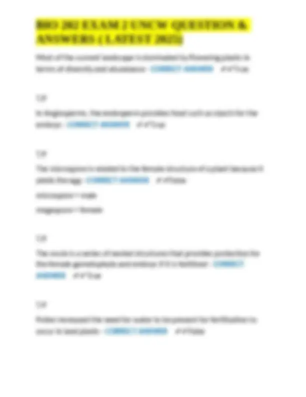 BIO 202 Exam 2 UNCW: Questions and Answers (Latest 2025) | Exams ...
