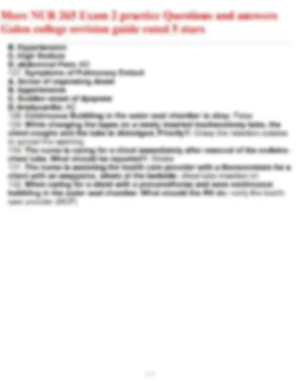More NUR 265 Exam 2 practice Questions and answers Galen college ...