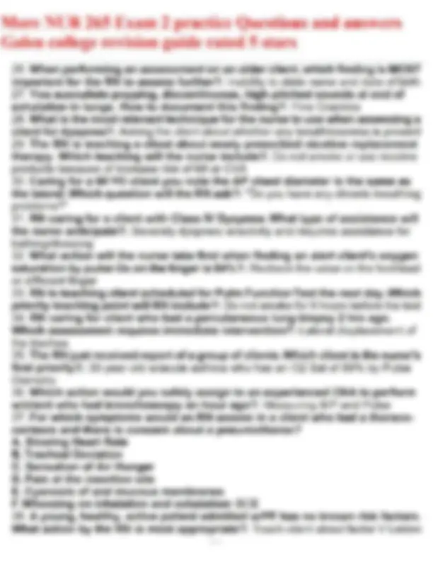More NUR 265 Exam 2 practice Questions and answers Galen college ...
