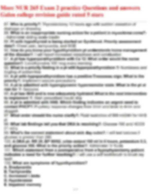 More NUR 265 Exam 2 practice Questions and answers Galen college ...