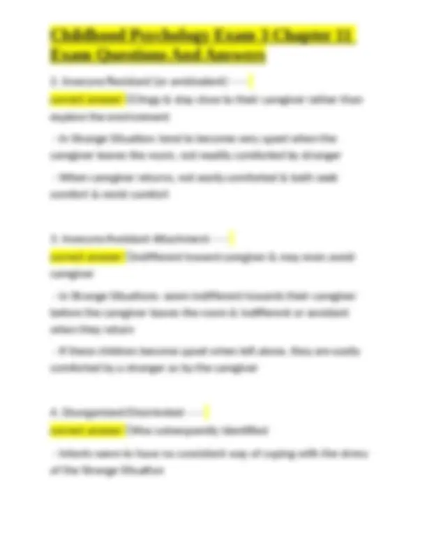 Childhood Psychology Exam 3 Chapter 11 Exam Questions And Answers ...