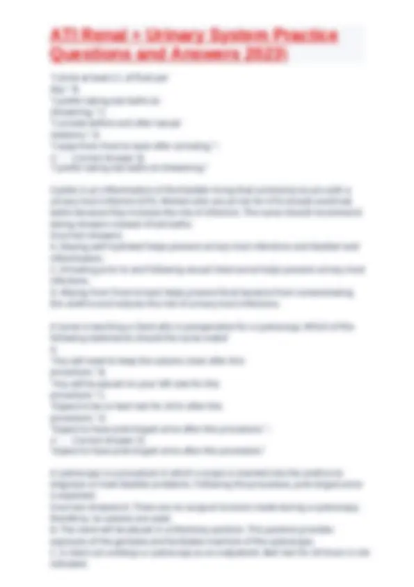 ATI Renal + Urinary System Practice Questions and Answers 2023 | Exams ...