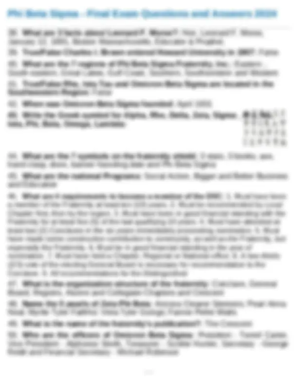 Phi Beta Sigma Fraternity: Final Exam Questions and Answers 2024 ...