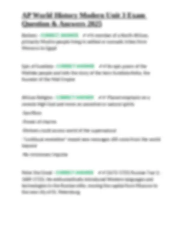 AP World History Modern Unit 3 Exam: Questions and Answers (2025 ...