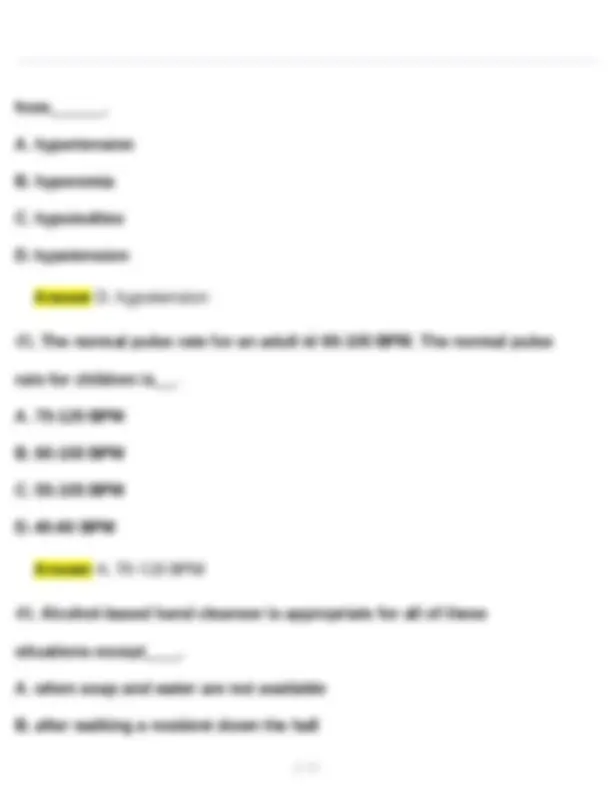 CNA Practice Test for Basic Nursing Skills (70 Questions) (Latest 2025 ...