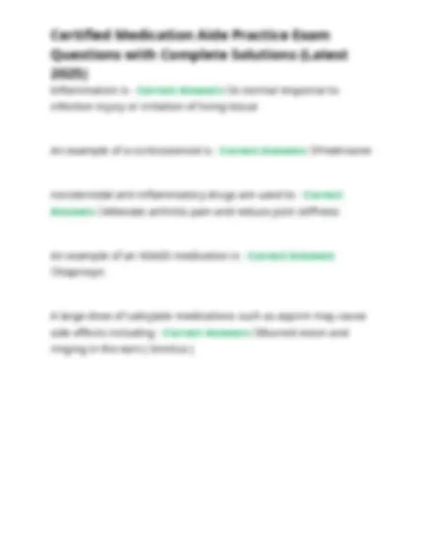 Certified Medication Aide Practice Exam Questions with Complete ...