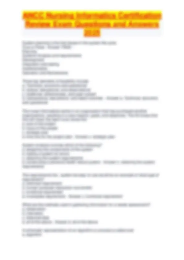 ANCC Nursing Informatics Certification Review Exam Questions and ...