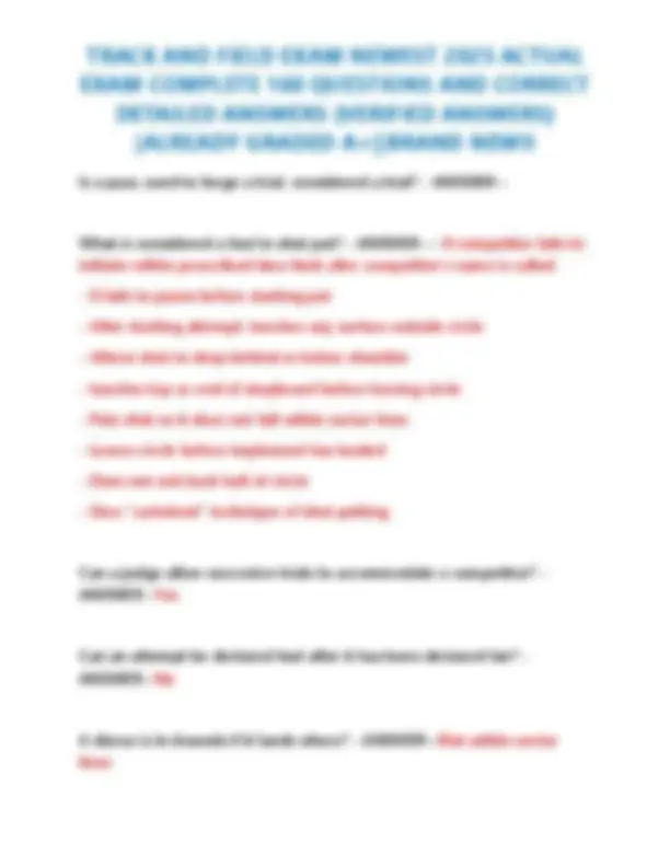 TRACK AND FIELD EXAM NEWEST 2025 ACTUAL EXAM COMPLETE 160 QUESTIONS AND ...