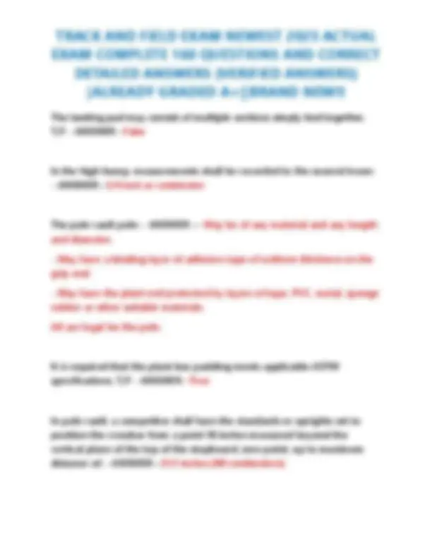 TRACK AND FIELD EXAM NEWEST 2025 ACTUAL EXAM COMPLETE 160 QUESTIONS AND ...