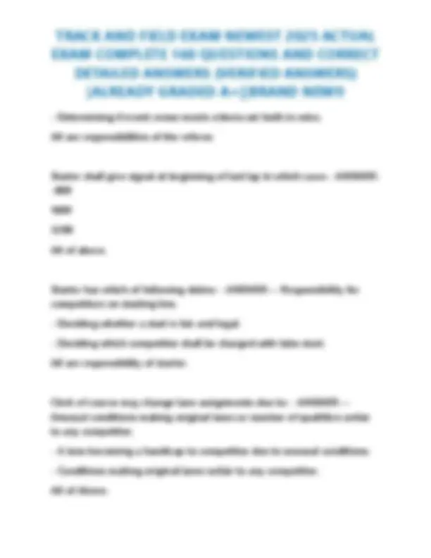 TRACK AND FIELD EXAM NEWEST 2025 ACTUAL EXAM COMPLETE 160 QUESTIONS AND ...