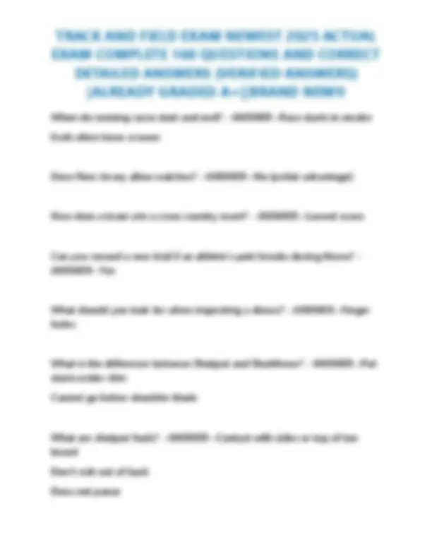 TRACK AND FIELD EXAM NEWEST 2025 ACTUAL EXAM COMPLETE 160 QUESTIONS AND ...