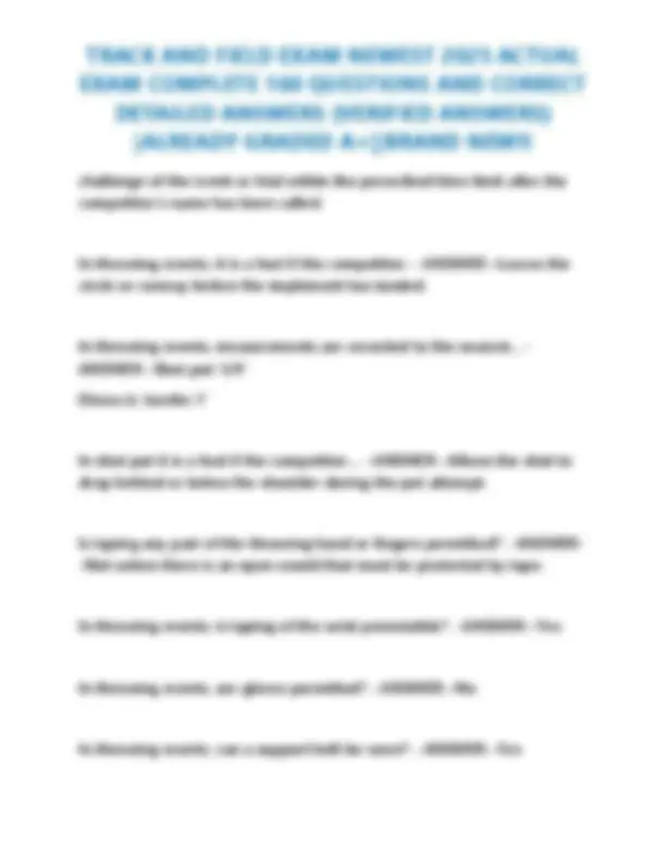 TRACK AND FIELD EXAM NEWEST 2025 ACTUAL EXAM COMPLETE 160 QUESTIONS AND ...