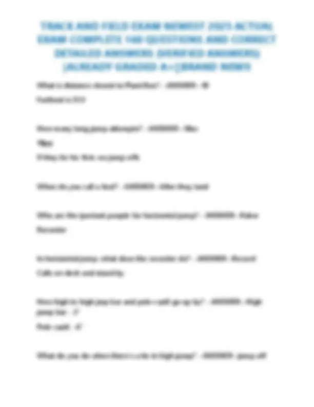 TRACK AND FIELD EXAM NEWEST 2025 ACTUAL EXAM COMPLETE 160 QUESTIONS AND ...