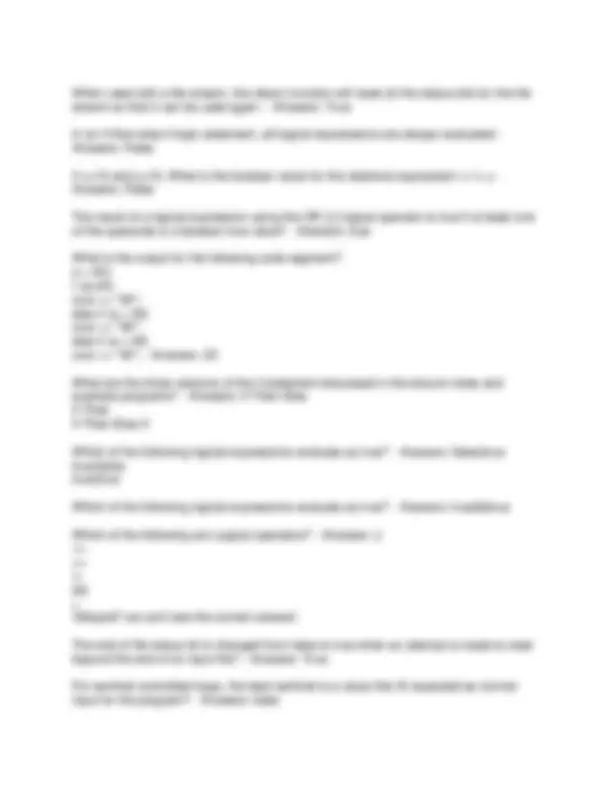CPE 211 Final Exam Questions and Answers: C++ Programming Concepts ...