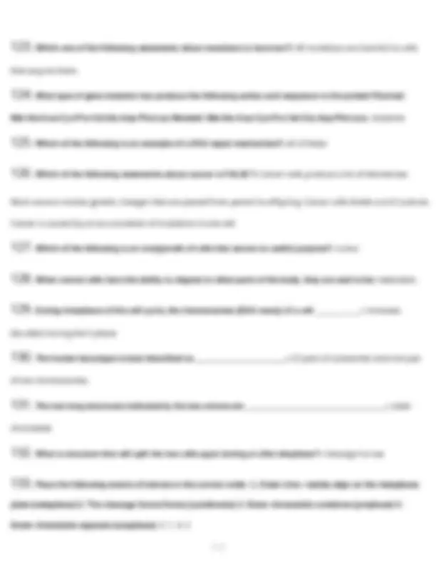Biology 1033 Exam Questions with Answers | Exams Biology | Docsity
