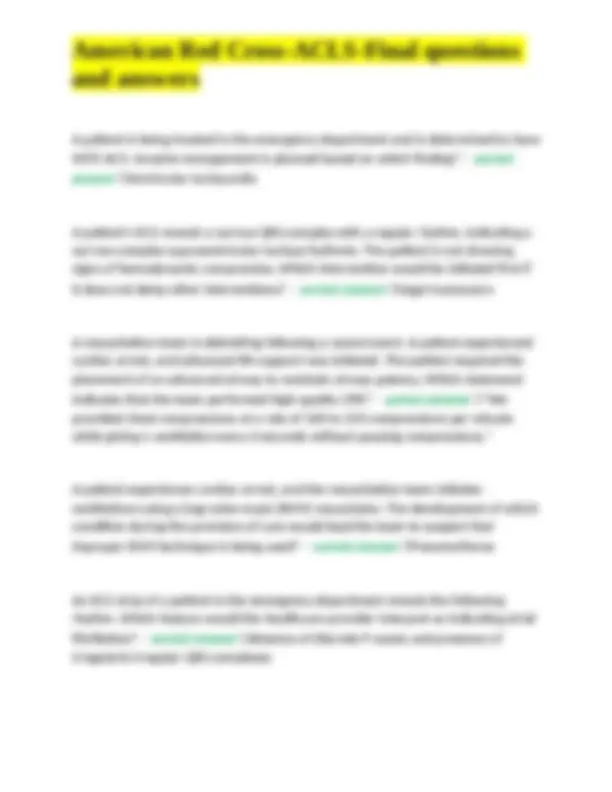 American Red Cross ACLS Final Questions and Answers | Exercises Nursing ...