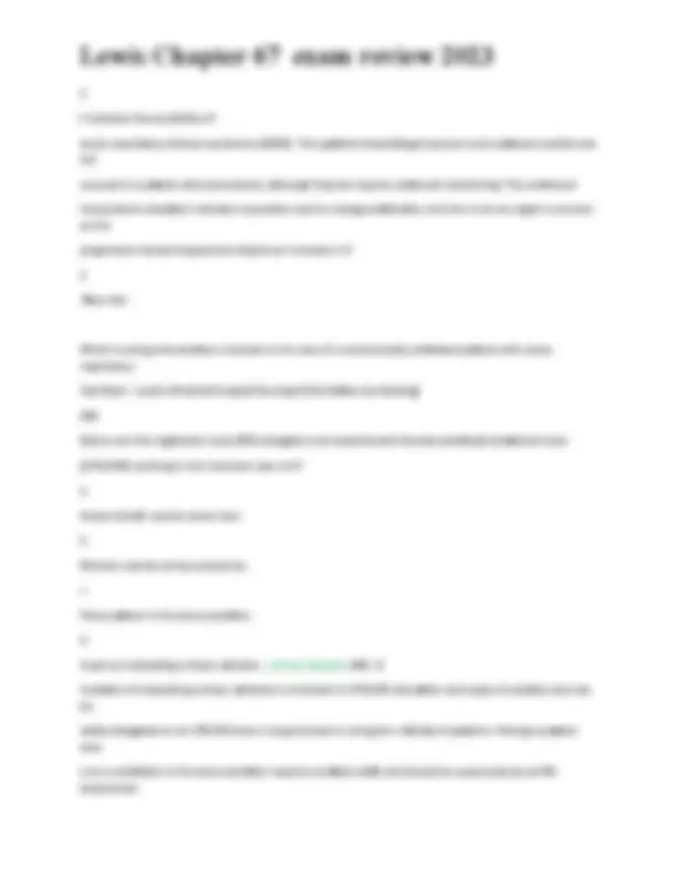 Lewis Chapter 67 exam review 2023 | Exams Nursing | Docsity