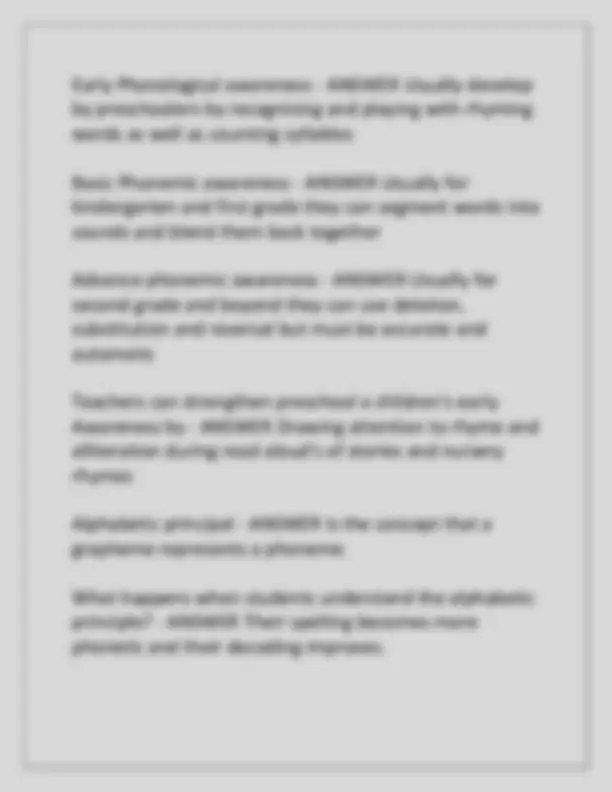 LETRS Unit 2: Phonological Awareness and Processing - Questions and ...