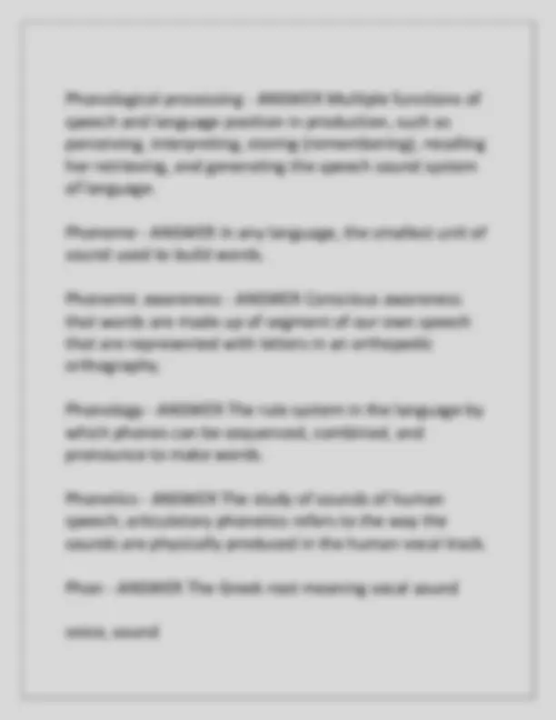 LETRS Unit 2: Phonological Awareness and Processing - Questions and ...