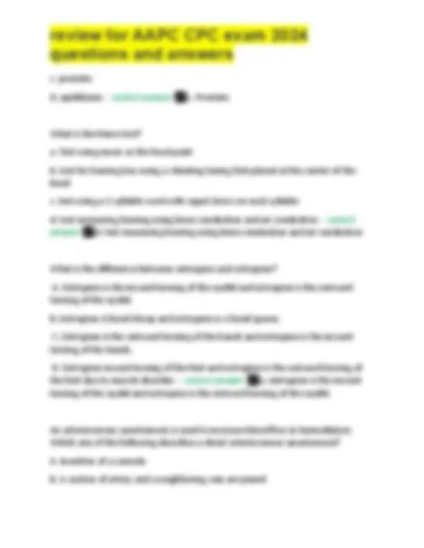 review for AAPC CPC exam 2024 questions and answers. | Exams Nursing ...
