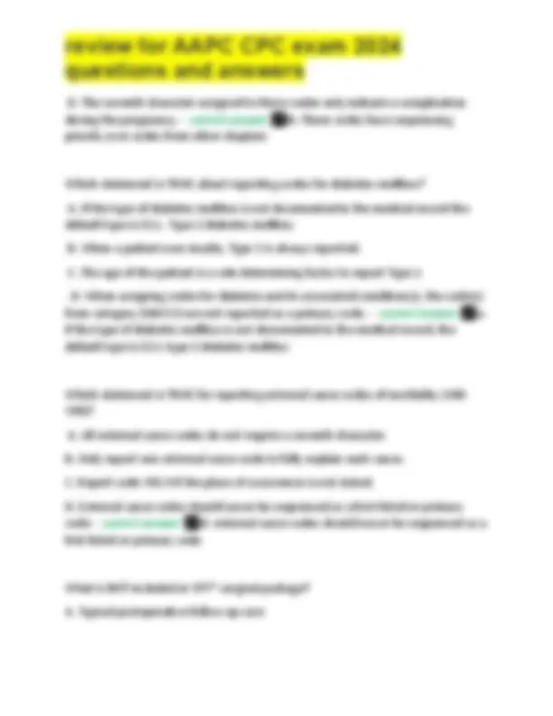 review for AAPC CPC exam 2024 questions and answers. | Exams Nursing ...