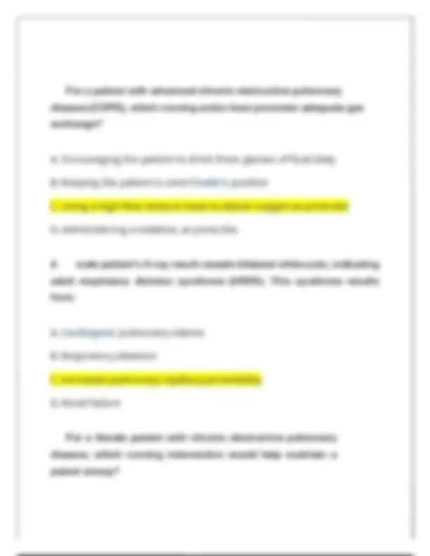 NCLEX Respiratory Exam Questions and Answers 2023 | Exams Nursing | Docsity