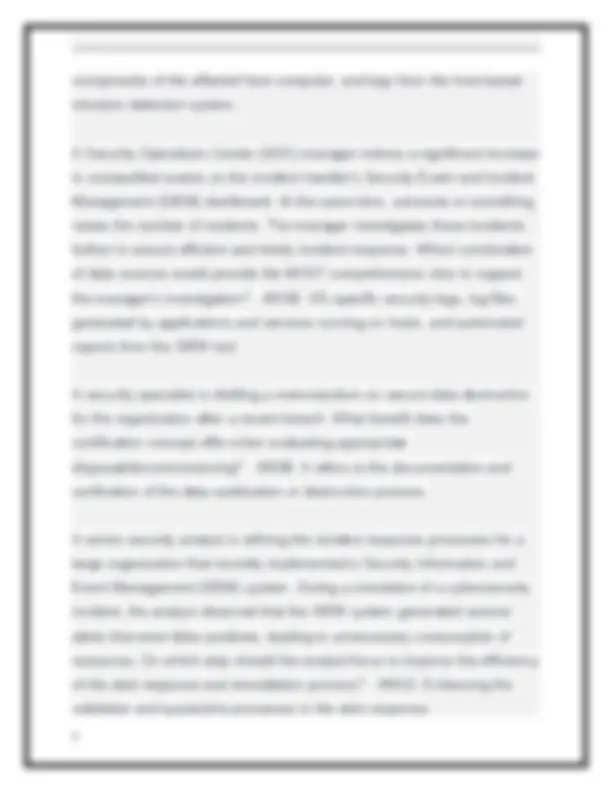 Certmaster CE Security+ Domain 4.0: Security Operations Questions and ...