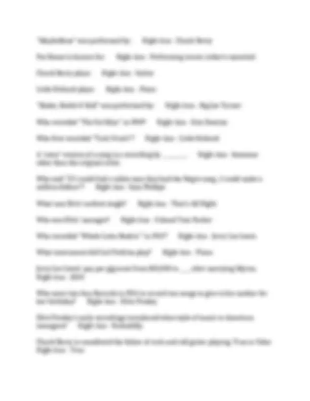 History of Rock n Roll - Exam 1: Questions & Answers | Exams History ...