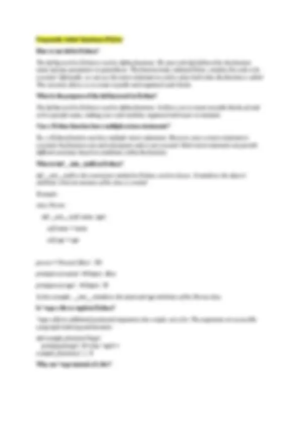 python functions advanced concepts | Study notes Computer science | Docsity